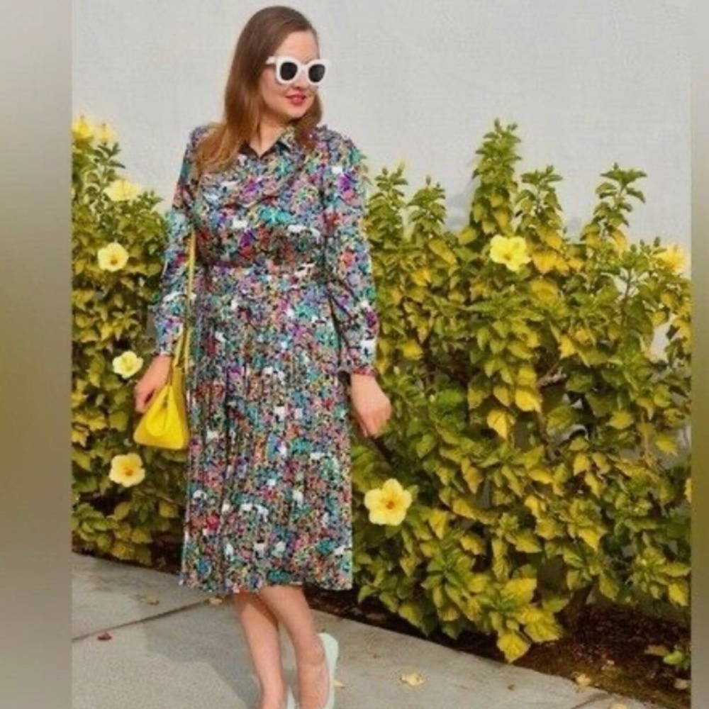 J. Crew Grazing Goats Pleated Dress SZ 4 NWT